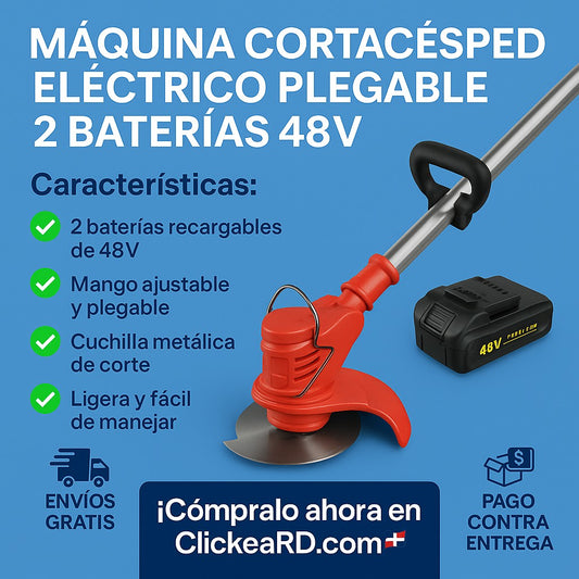 MAQUINA CORTA CESPED ELECTRICO PLEGABLE 2 BATERÍA 48V