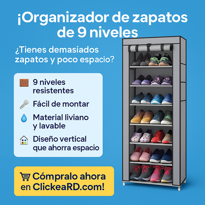 Organizador de Zapatos de 9 Niveles – Ahorra Espacio y Mantén Todo en Orden
