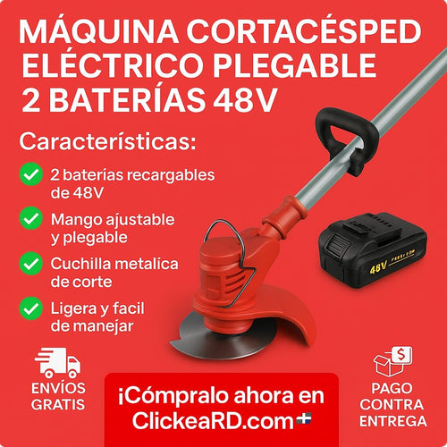 MAQUINA CORTA CESPED ELECTRICO PLEGABLE 2 BATERÍA 48V