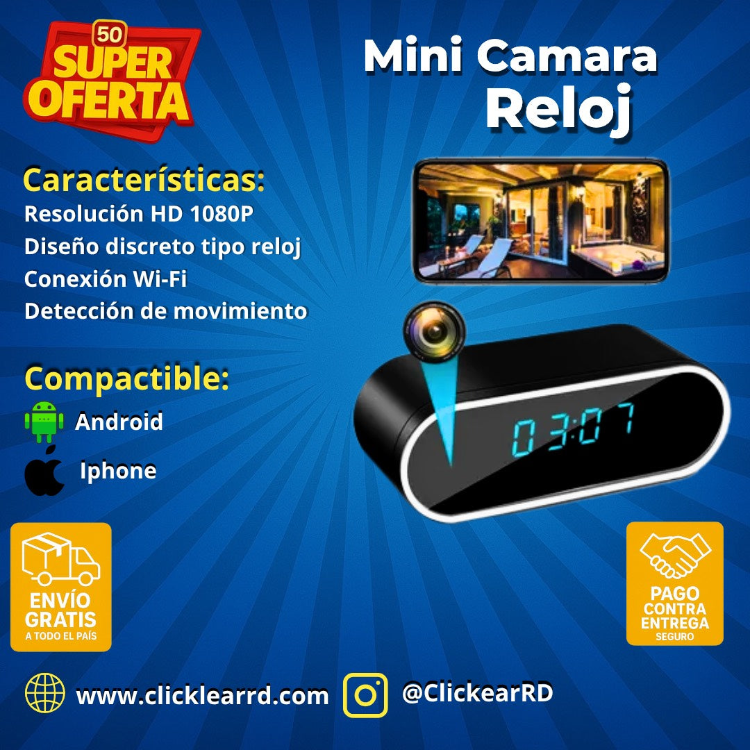 Mini Cámara Espía Reloj – Seguridad Oculta con Tecnología WiFi y 1080p