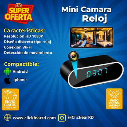 Mini Cámara Espía Reloj – Seguridad Oculta con Tecnología WiFi y 1080p