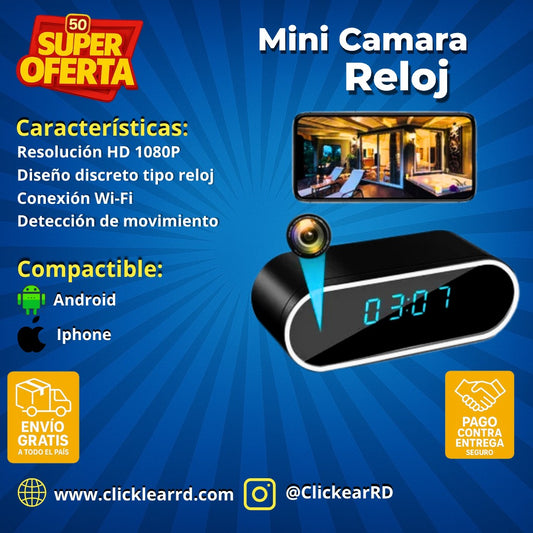 Mini Cámara Espía Reloj – Seguridad Oculta con Tecnología WiFi y 1080p
